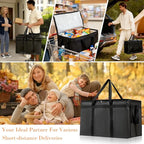 Insulated Bags for Food Delivery, XXXL Pizza Delivery Bags for Hot and Cold Food, Large Capacity Reusable Cooler Bag Keep Food Warm for Grocery Shopping and Catering, Doordash, Travel