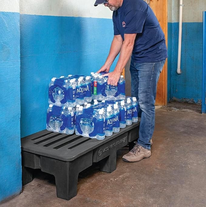 PolyMight Heavy-Duty Plastic Poly Dunnage Rack for Warehouses and Commercial Industrial Storage 48" x 22" x 12" with 2000 lb Capacity | For Wareshouse, Storage, and Merchandising