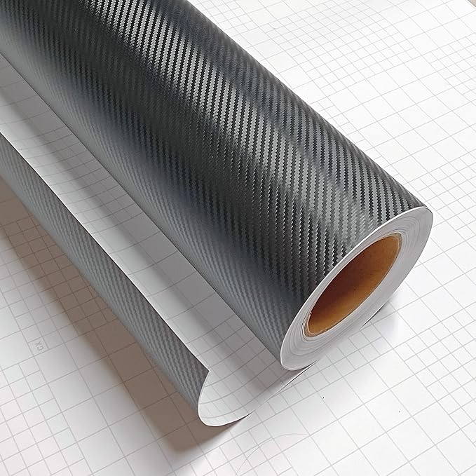 3D Carbon Fiber Vinyl Wrap Sheet – 24" x 60" Black Twill Weave