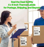 Fanfold [4 x 6 inch] x [500 Labels] Thermal Stack Direct White Strong Adhesive Perforated Postage Shipping Printer Compatible with Zebra SNBC Epson Rollo (500 Labels, Fanfold)