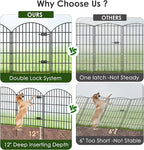 Metal Garden Fence with Gate 36in (H) x 23.3ft (L), 1 Gate+ 9 Panels Dog Fence Border Fence Animal Barrier, No Dig Garden Fencing for Yard Flower Bed Lawn Patio Outdoor, ECG3610, Black