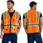 SRsafety High Visibility Vest, Security Vest with 9 Pockets,Mesh Safety Vest for Construction Workers Sanitation Workers