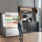 Wilprep Commercial Display Refrigerator, 47" Open Air Merchandiser with 16 cu. ft. Volume LED Lighting Night Curtain, Grab and Go Display Refrigerator Showcase for Store Cafe Bar Shop