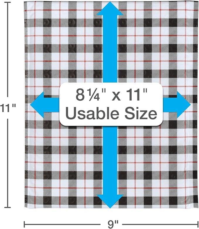 Quality Park Bubble Mailers, 8.25 x 11, Shipping Envelopes, Water Resistant Poly Padded Envelopes, Plaid, 25 Pack (QUA85872)