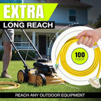100ft Outdoor/Indoor Extension Cord 3-Outlet 12/3 Gauge Extra Heavy Duty ETL Listed, 3 Prong SJTW, Waterproof, Flexible Cold-Resistant Long Power Cord,15A 125V 1875W, Yellow by LifeSupplyUSA