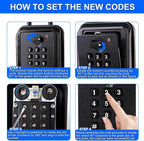 Key Lock Box, 12-Digit Code, Weatherproof Wall Mount, Large Capacity 5-8 Keys, Aluminum Alloy (Black, 3.58 * 2.24 * 7.8IN with Shackle)
