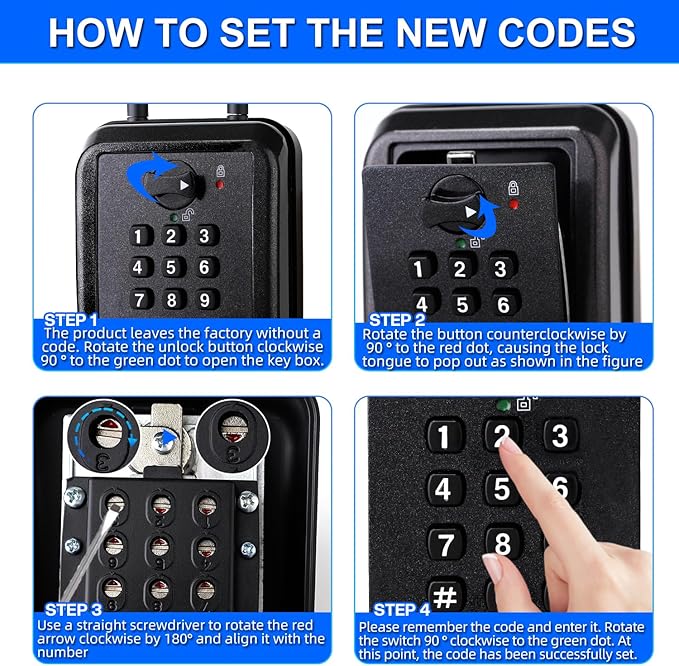 Key Lock Box, 12-Digit Code, Weatherproof Wall Mount, Large Capacity 5-8 Keys, Aluminum Alloy (Black, 3.58 * 2.24 * 7.8IN with Shackle)