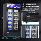 Commercial Beverage Refrigerator Display Fridge, Two Glass Door Upright Drink Cooler with LED Light Adjustable Shelves,ETL Sanitation,18.5 Cu Ft,35.6" Wide(Hinge Door