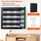 100 Keys Key Cabinet, Anti-Theft Key Lock Box with Key Tags, Adjustable Key Organizer Wall Safe for Car Office House Garage Rental Business