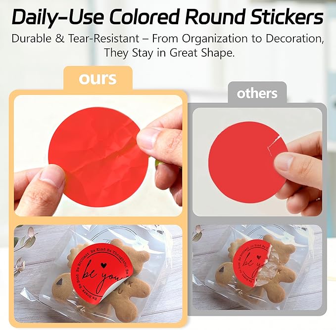 2 inch Dot Stickers Labels Circle Garage Sale Sticker 750Pcs Round Thermal Printer Stickers Printable Writable Price Labels for Yard Sale, Fluorescent Red