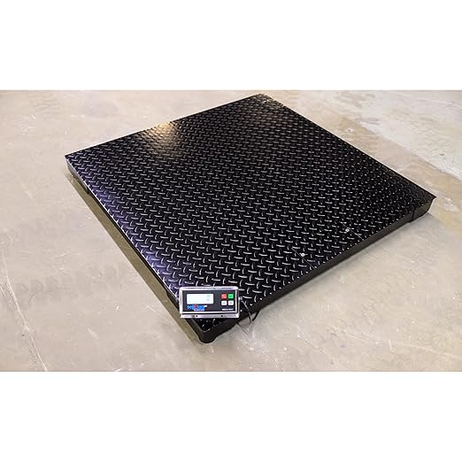 Liberty Scales Industrial Floor Scale, Accurate Digital Pallet Scales with Metal Indicator and Printer for Warehouse or Shipping Weighing, 48” x 48” (4’ x 4’) Size 10000 lbs x 1 lb Capacity