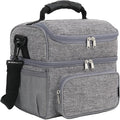 FlowFly Double Layer Cooler Insulated Lunch Bag Adult Lunch Box Large Tote Bag for Men, Women, With Adjustable Strap,Front Pocket and Dual Large Mesh Side Pockets