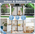 Metal Freestanding Dog Gates with Door for Outdoor Indoor,40'' Extra Wide 36'' Tall Free Standing Dog Gate for Doorways,Large Openings,Deck,Yard,Porch,Foldable Safety Pet Fence(Black,2 Panels)