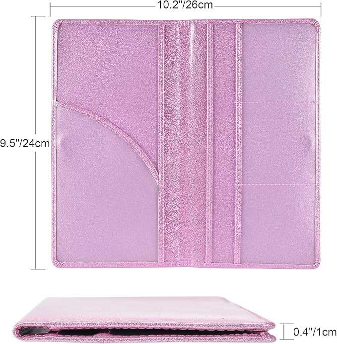 Cacturism Car Registration and Insurance Holder, Car Accessories Vehicle Glove Box Car Organizer Men Women Wallet Case with Magnetic Shut for Cards, Essential Document, Driver License, Bling Pink
