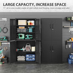Metal Storage Cabinet with 3 Adjustable Shelves and 4 Doors,71" Garage Storage Cabinet with Lock,Black Metal Cabinets with Locking Doors,Steel Tool Cabinets,Lockable Cupboard for Home,Office,Garage