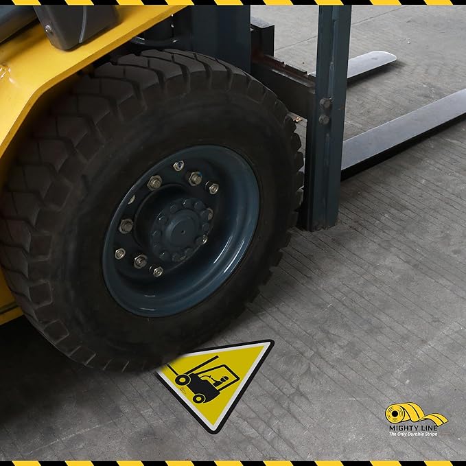 Mighty Line Forklift Floor Sign Floor Sign for Safety, Warning, Heavy-Duty, Peel and Stick, Adhesive, Industrial Quality, Caution Tow Motor Ahead Sign, 16"