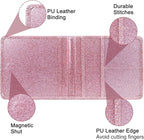 Car Registration and Insurance Holder, Leather Registration and Insurance Card Holder, Vehicle Glove Box Organizer - For Documents, Cards, License (Bling Rose Gold)