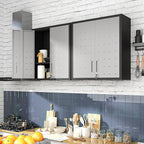Metal Garage Wall Cabinet with Lock, Wall Mounted Metal Storage Cabinets with Doors and Shelf, Lockable Floating Tool Storage for Garage Basement Utility Room
