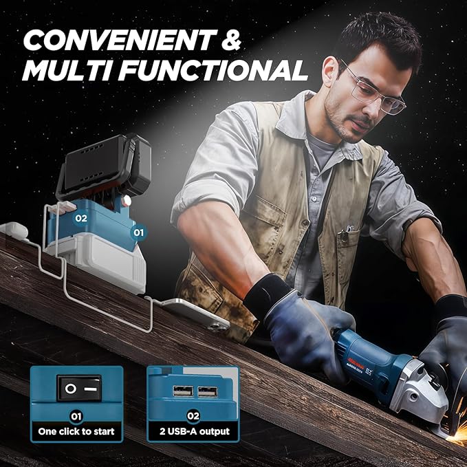 2 Pack LED Work Light Compatible with Makita 18V Battery, 40W 6000LM Cordless Work Light with 2 USB Charging Port, 145° Adjustable Angle Portable Flood Light Flashlight(Battery NOT Included)