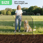 10Pcs No Dig Garden Fence, 40in(H)/24ft(L) Rustproof Metal Dog Fence Outdoor for Yard, Tall Animal Barrier Pet Fencing, Border Panel for Dog, Rabbits, Patio, Flower Bed, Garden Decor