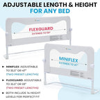 TotCraft FlexGuard Adjustable Length & Height Bed Rail for Toddlers – Fits Twin, Full, Queen & King Beds – 35.5″ or 59″ Two Fixed Lengths – 14 Height Levels – ASTM Certified Kids Safety Guard (White)