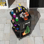 HOMCOM 3-Tier Rolling Tool Cart with Wheels, 200 LBS Capacity Plastic Utility Cart with Side Shelves, Mobile Service Tool Organizer for Garage, Warehouse, Workshop, Black