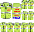 BeautyWill Custom Logo 10/20 Pack Safety Vest Class2 High Visibility Vest with Pockets Breathable Construction Vest Bulk