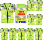 BeautyWill Custom Logo 10/20 Pack Safety Vest Class2 High Visibility Vest with Pockets Breathable Construction Vest Bulk