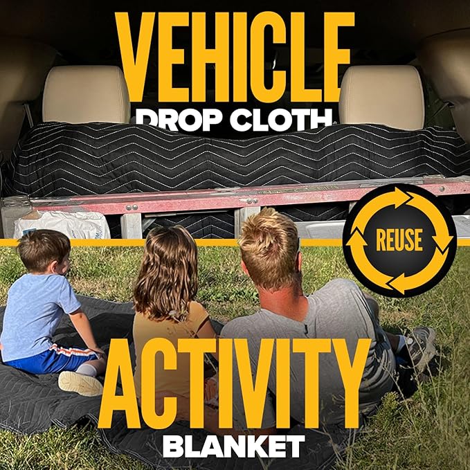 US Cargo Control Moving Blankets 72"x80" 216-Pack, (65 lbs/doz Weight), Heavy Duty Packing Blankets for Moving Furniture, Shipping, and Storage, Black Quilted Furniture Pads, MBDELUXE Econo Deluxe