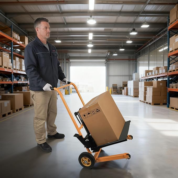 Manual Forklift Pallet Stakcer 43.3" Lift Height with Adjustable Forks and Fixed Legs Pallet Truck Dolly Stacker, 450 Lbs Capacity Hydraulic Material Lift for Supermarket, Warehouse, and Household