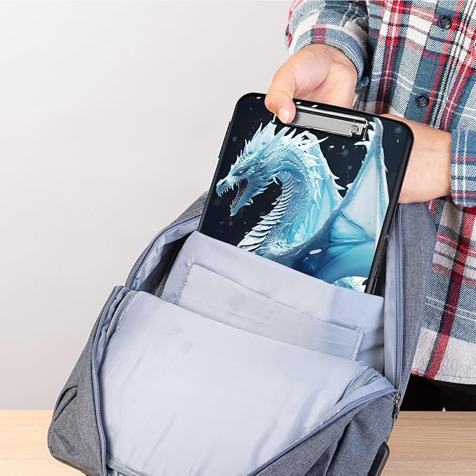 Snow Dragon Clipboard with Pen Holder - Heavy Duty Plastic Storage Clipboard with Low Profile Clip