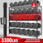 Garvee Heavy Duty 82" H Storage Shelving Unit with Wheels, 3300LBS 5-Tier Metal Shelves w/Feet, Adjustable Wire Shelving Organizer Rack Shelf for Garage, Pantry Rooms &Commercial, 59" W x 23.6" D