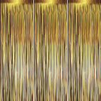 3 Pack 3.3 x 8.2 ft Matte Gold Foil Fringe Backdrop Curtains, Tinsel Streamers Party Decorations, Fringe Backdrop, Door Shimmer for Graduation, New Years Eve, Birthday Party