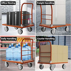 Heavy Duty Platform Truck Cart, Flatbed Cart Folding Hand Trucks, 2200lbs, with 6" Swivel Brake Casters, Foldable for Easy Storage (36" x 24")