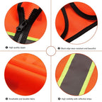 Tekware Safety Vest with High Reflective Strips, Pack of 10 Bright Neon Color Construction Protector with Zipper