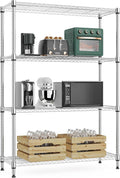 1000 lbs 4Tier Shelf Metal Storage Shelves Wire Rack Closet Organizers with Wheel for Garage Kitchen Bathroom Laundry Chrome 13.7" D x 29.5" W x 47.2" H