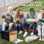 Maxcheck 4 Pcs Insulated Pizza Delivery Bag 20 x 20 x 14 Inch Pizza Warmer Bag Carrier Reusable Insulated Cooler Boxes Winter Food Delivery Carrier for Personal and Professional Use (Black)