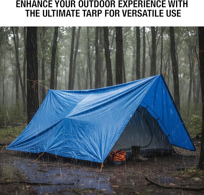20x30 Blue Waterproof Tarp – Heavy Duty 5 MIL Thick Outdoor Tarpaulin Cover - Multi Purpose Protection for Camping, Tent, Roof, Patio, Pool, Floor, Furniture, Boat, Truck Beds, Pack of 1