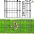 4 Panels No Dig Decorative Garden Fence with Gate for Yard, 48 in(H) X 10.5 ft(L) Animal Barrier Fencing for Outdoor Dog, Metal Portable Garden Fences for Borders, Pets, Landscape, Temporary Fence