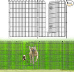 4 Panels No Dig Decorative Garden Fence with Gate for Yard, 48 in(H) X 10.5 ft(L) Animal Barrier Fencing for Outdoor Dog, Metal Portable Garden Fences for Borders, Pets, Landscape, Temporary Fence