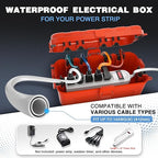 Flemoon [2 Pack] Outdoor Electrical Box Waterproof, Medium Weatherproof Electrical Box (11.5x5.2x4 inch) w/6 Cable Entry Ports, Extension Cord Cover for Power Strip, Timer, Plug, Holiday Light, Red