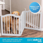 INTERNET'S BEST Arched Top Dog Gate | 3 Panel, 24" H Wooden Pet Barrier for Dogs or Cats | Freestanding Folding Room Divider for Doorways, Hallways, Stairs, and Porch | Portable, Extra Wide | White