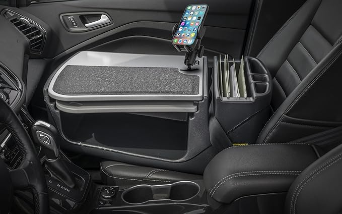 AutoExec GripMaster Car Desk for Your Vehicle Workstation and Mobile Office, Grey with Phone Mount
