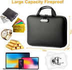 Fireproof Document Box with Lock, Portable Hard-Shell Case Fireproof File Box for Documents, Waterproof Document Box File Organizer for Important Documents/Certificates/Laptop/for Home or Travel