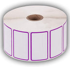 2.25" X 1.25" Direct Thermal Perforated Stickers Labels for Barcodes, Address, Consignment - Compatible with Zebra, Rollo, Godex and More (Purple Border, 6 Rolls)