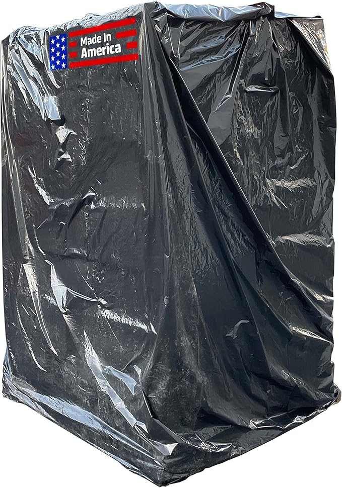 Sandbaggy Black Pallet Covers | Made in USA | Tarp Fits Large Pallets Up to 55" x 55" x 75" | Built w/ 6 Months UV Protection | Heavy Duty 1.5 Mil Thick Plastic (Pack of 25, 1.5 Mil Thick)