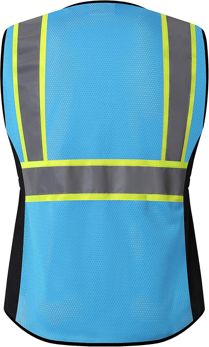 Safety Vest for women, Hi vis Reflective Lady Work vest With 9 Multi Pocket And Zipper