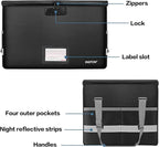 ENGPOW File Box with Lock,Fireproof Document Box with Zipper＆Pockets,Collapsible File Organizer Filing Storage Cabinet with Handle,Portable Home Office Safe for Hanging Letter/Legal Folder,Black