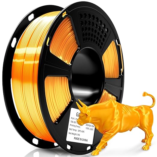 Geeetech 3D Printer Silk PLA Filament 1.75mm Light Gold, Shiny Silk Filament,1kg Spool (2.2lbs), Dimensional Accuracy +/- 0.02mm, Fit Most FDM Printer