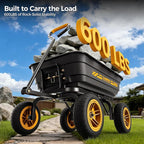 10-in NO-FLAT TIRES 600lb Heavy-Duty Garden Dump Cart 4 Cu.Ft. Utility Wagon with Quick-Release Dumping & Prime Grade 100% Virgin Polypropylene - Not Recycled Material for Landscaping Gardening